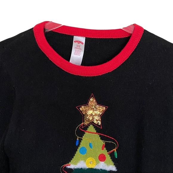 Holiday Time Black Christmas Sweater Christmas Tree Design Size S/CH (4-6) - Picture 2 of 6